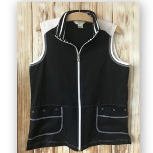 Alison Daley Black White Zipper Vest Pocket 16W 1X